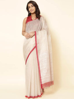 Fabindia - Natural Silk Blend Hand Woven Saree without Blouse