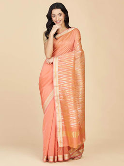Fabindia - Coral Cotton Silk Blend Chanderi Saree without Blouse