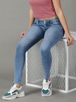 SHOWOFF - Women's Stretchable Clean Look Blue Skinny Fit Jeans