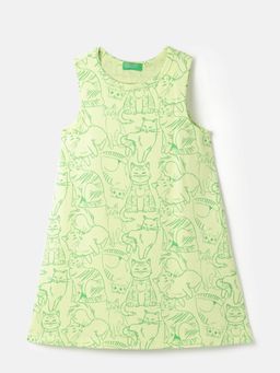 United Colors of Benetton - Green Regular Fit Round Neck Printed Dress