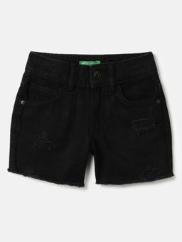United Colors of Benetton - Black Regular Fit Mid Rise Solid Shorts