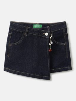 United Colors of Benetton - Blue Regular Fit Mid Rise Solid Skorts