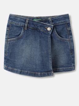 United Colors of Benetton - Blue Regular Fit Mid Rise Solid Shorts
