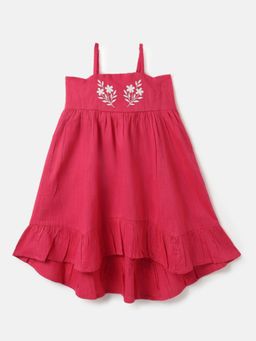 United Colors of Benetton - Pink Regular Fit Shoulder Straps Embroidered Dress