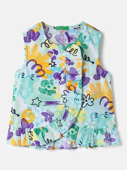 United Colors of Benetton - Multi-Color Regular Fit Round Neck Printed Peplum Top