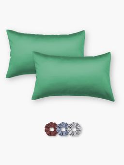 SEEVO - Sea Green Satin Pillow Covers - 17 x 27 Inches (Set of 2) (Free Size)