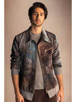 Nirmooha - Velvet Brown Bomber Jacket
