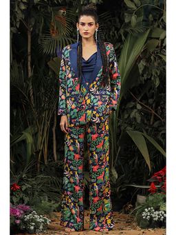 Baise Gaba - Aftab Blue Floral Printed Coat