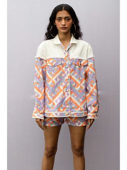 Nirmooha - Geometric Print Denim Jacket