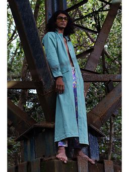 Nirmooha - Men Solid Blue Trench