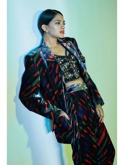 Nirmooha - Women's Multi-Colour Georgette Printed Blazer