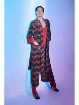 Nirmooha - Women Red Printed Trench