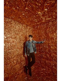 Nirmooha - Blue Printed Bomber Jacket