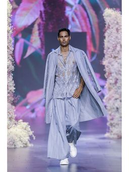 Nirmooha - Grey Solid Trench Coat