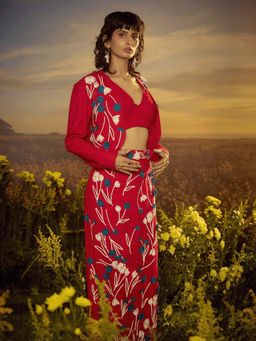 Nirmooha - Crimson Dream Floral Jacket