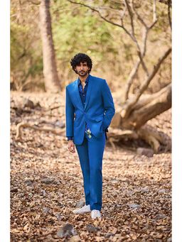 Nirmooha - Men's Blue Denim Solid Blazer