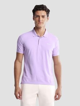U.S. POLO ASSN. - Men Lavender Solid Regular Fit Active Polo T-shirt