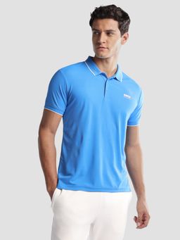 U.S. POLO ASSN. - Men Blue Solid Regular Fit Active Polo T-shirt