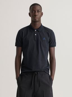 GANT - Men Black Solid Regular Polo T-shirt