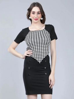 ANNY - Women Black Herringbone Knitted Top