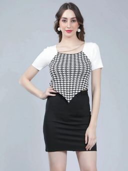 ANNY - Women White Herringbone Knitted Top