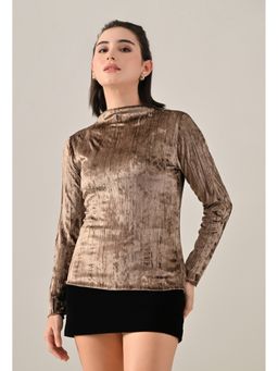 ANNY - Women Brown Urban Glow Velvet Top