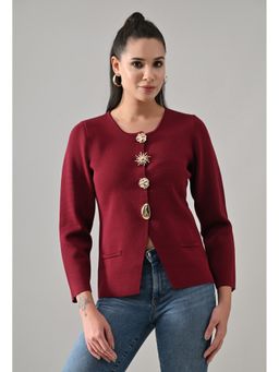 ANNY - Women Maroon Charm Knit Top