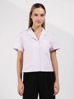Calvin Klein - Women Solid Relaxed Fit Cotton Lavender Shirt