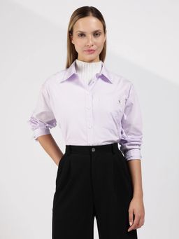 Calvin Klein - Women Solid Relaxed Fit Cotton Lavender Shirt
