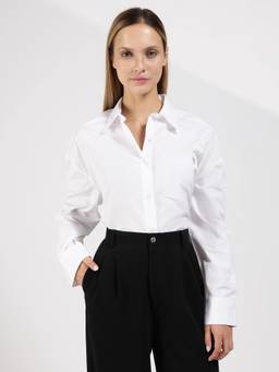 Calvin Klein - Women Solid Regular Fit Cotton White Shirt