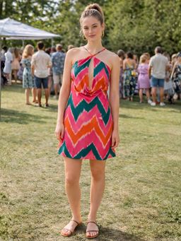 Don’t be basic - Women Multi Zig Zag Sleeveless Dress
