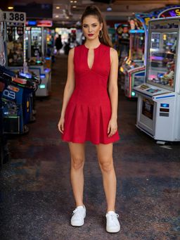 Don’t be basic - Women Red Solid Sleeveless Dress
