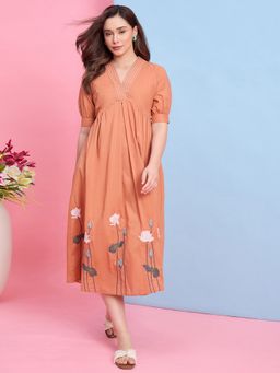 ZUMMER - Women Brown Zummer Floral Empire Dress