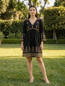 ZUMMER - Women Black Zummer Embroidered Dress
