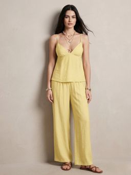 Outzidr - Women Yellow Spaghetti Strap Co-Ord Set