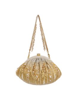 Lovetobag - Nora Soft Pouch Peerless Gold Lustrous Silver with Handle