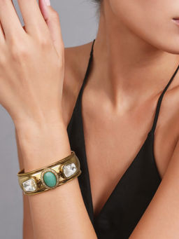 TAD Accessories - Gold Finsh Semi Precious Stones Kada