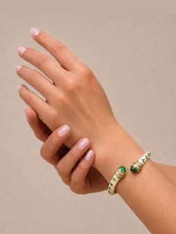 TAD Accessories - Gold Finish Enamel And Semiprecious Stones Cuff