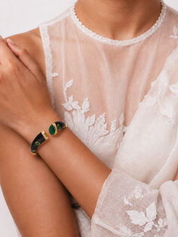 TAD Accessories - Black Lacquer Emerald Stone Cuff