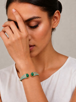TAD Accessories - Turquoise Lacquer Emerald Stone Cuff