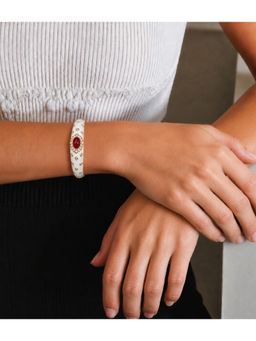 TAD Accessories - Ivory Lacquer Cuff - Ruby Stone
