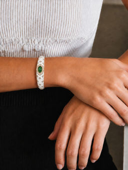 TAD Accessories - Gold Finish Enamel And Semiprecious Stones Kada