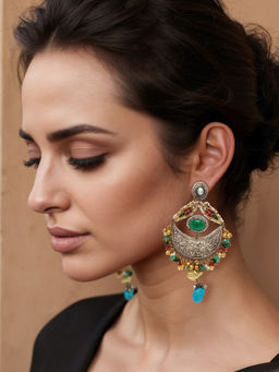 TAD Accessories - Blue Kundan Earrings Set
