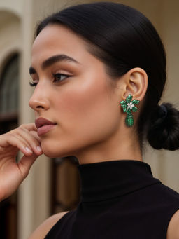 TAD Accessories - Green Floral Earrings