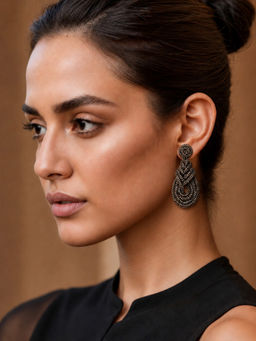 TAD Accessories - Black Lumiere Crystals Embeded Cords Earring