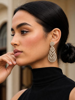 TAD Accessories - Gold Crystals Embeded Cords Earrings