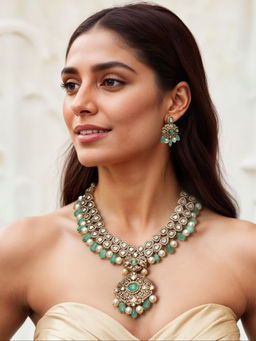 TAD Accessories - Multicolor Polki Choker With Set Of Earrings