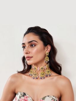 TAD Accessories - Multicolor Traditional Necklace With Pair Of Earrings