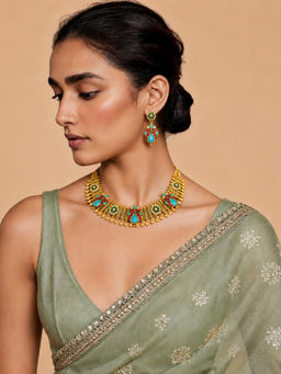 TAD Accessories - Noor Collection Polki Choker and Earrings Set
