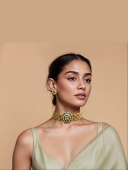 TAD Accessories - Gold Finish Necklace Set In Imitation Kundan